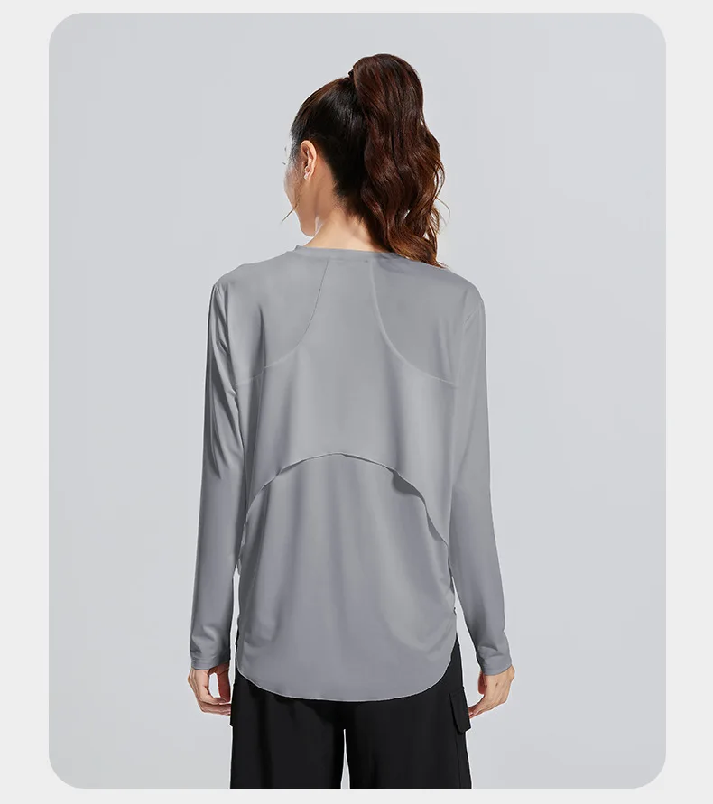 WOYYHO Yoga-T-Hemden für Damen, langärmelig, lockere Passform, Lauf-Sweatshirt, schnell trocknend, Sport, Fitness, trainieren, Spitzen, atmungsaktive Bluse: S / Elfenbein