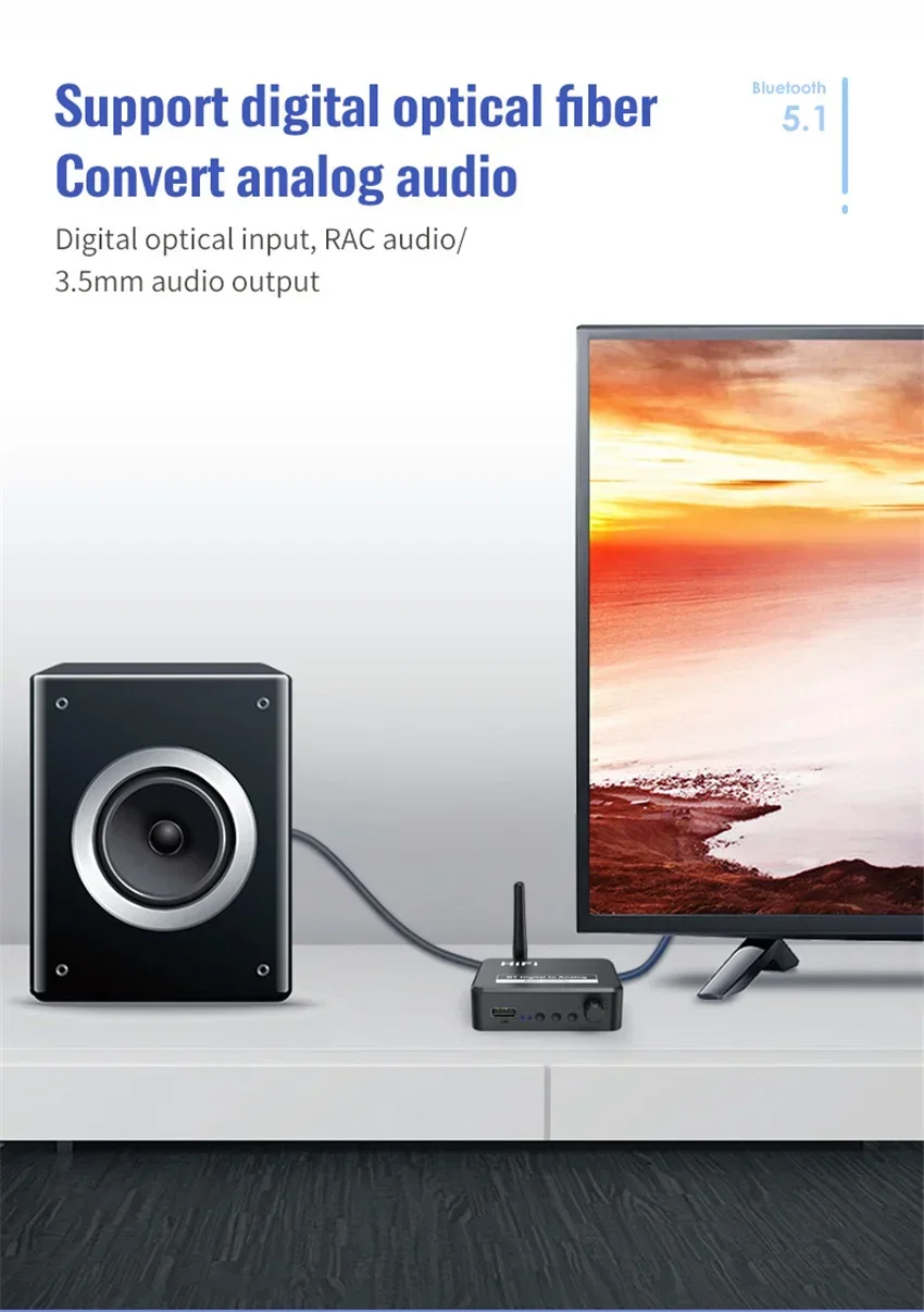 Digital zu Analog Audio DAC Konverter Adapter Digital SPDIF Optical Toslink zu 3,5mm 3,5 AUX Jack RCA L/R Bluetooth 5,0 Empfänger