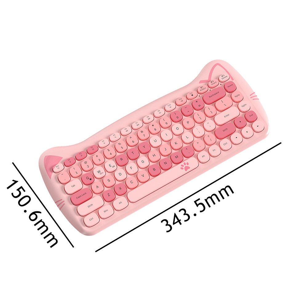 AJAZZ 84 Key Wireless Keyboard Mouse Mini Wireless Keyboard Keyboard Bluetooth-compatible 2.4G Cat Shape Mini Keyboard: E
