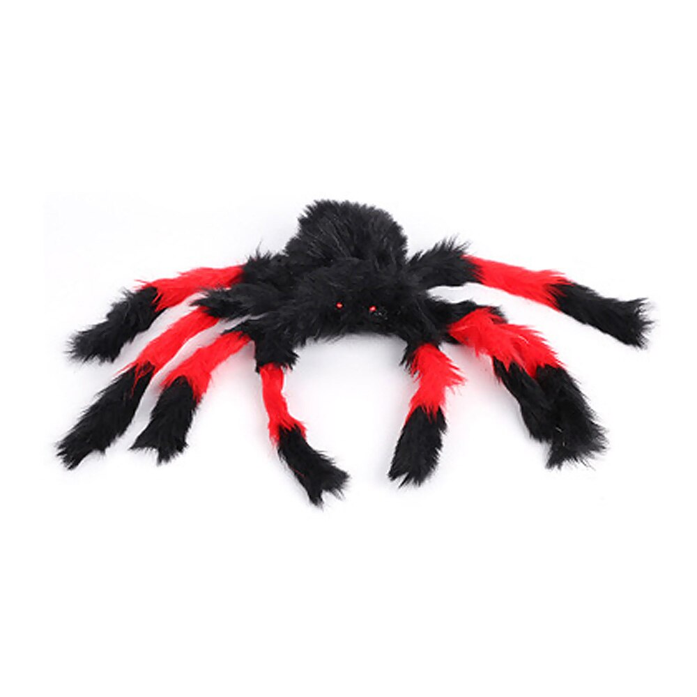 Verklighetstrogna halloween rekvisita plysch spindel leksaksimuleringsmaterial för fest 30cm läskiga spindlar 6 färger: Svart röd