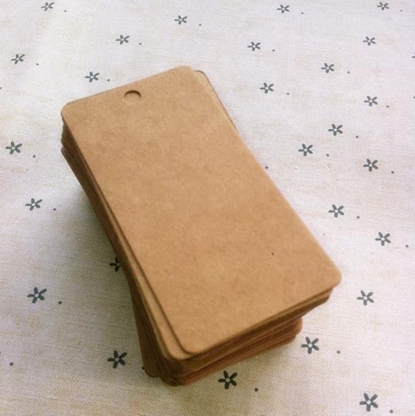Etiquetas de papel Kraft blancas cuadradas de 4x8cm, etiquetas de cartón para , etiquetas de precios, etiquetas de papel de etiquetas para notas Diy, 100 unidades/lote: Marrón
