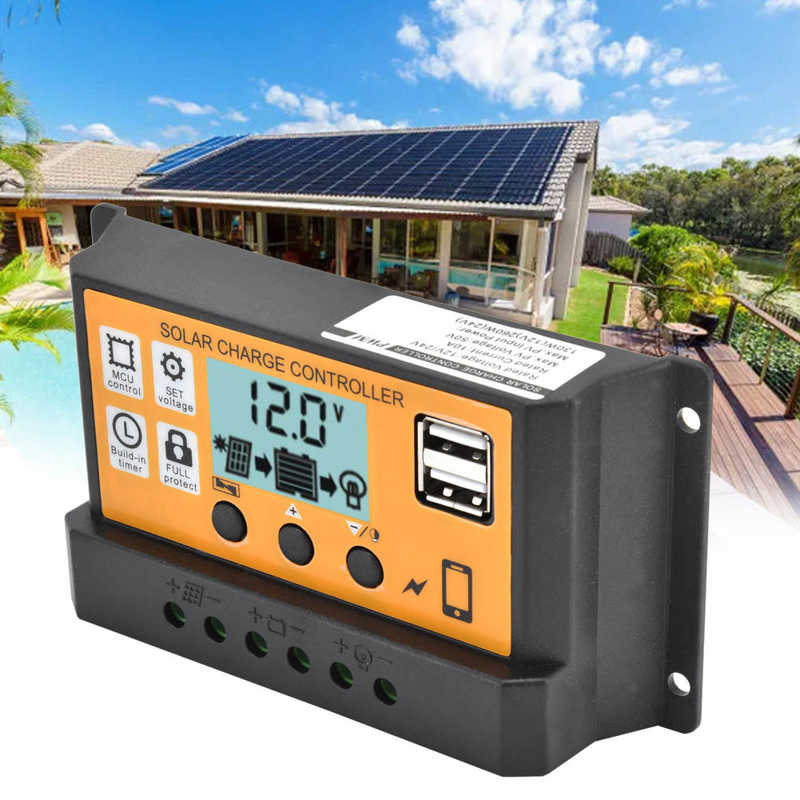 Solar Charge Controller Solar Panel Charge Controller Charging Control Regulator Smart Charge Controller LCD Display for
