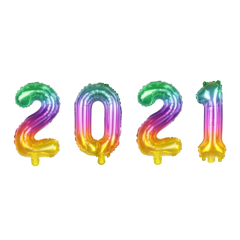 4pcs/lot 16inch Number Foil Balloons Happy Year Merry Christmas Decor Home Year Party Celebration Supplies: Rainbow