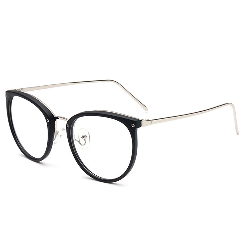 Luipaard Retro Ronde Womens Brilmonturen Optische Clear Lens Eyewear Vintage Cat Eye Brillen Frames Voor Vrouwen: Matte Black