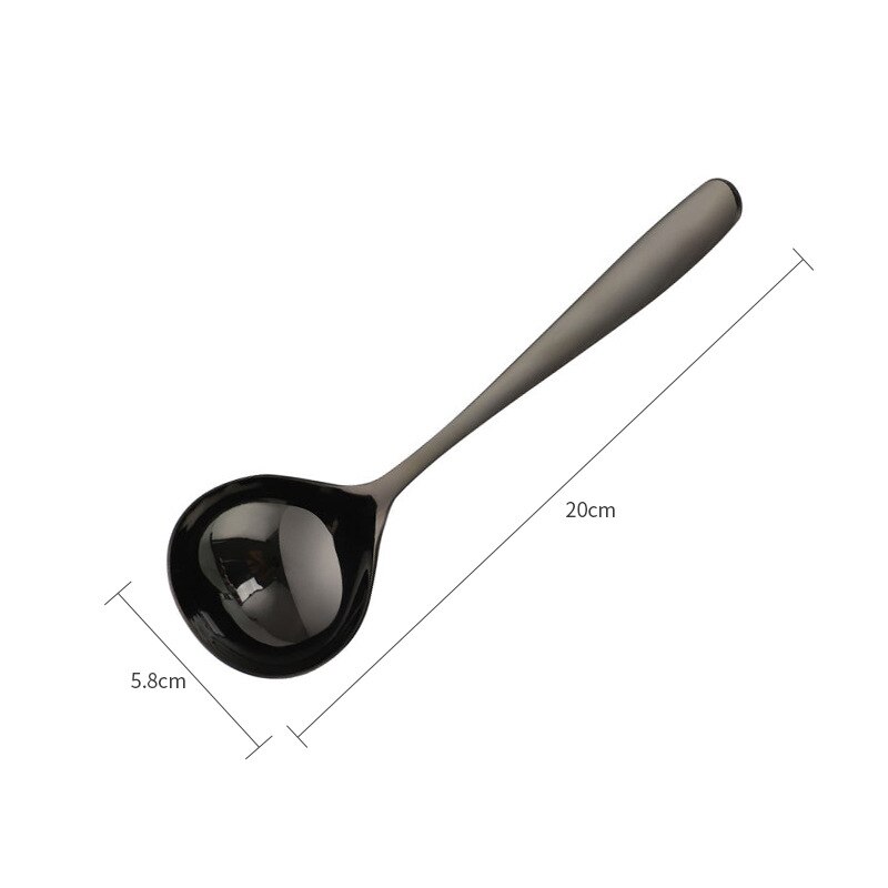304 Stainless Steel Spoon Soup Ladle Scoop Family Soup Spoon Serving Colander spoons Cooking Spoon Kitchen Accessories Utensil: Black Soup Ladle
