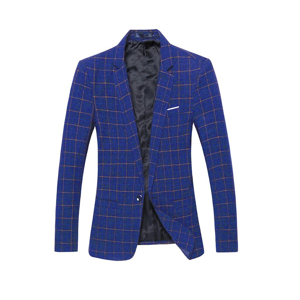Suit Men's Style One Button For Self-Cultivation Business Coat costume homme traje hombre: Blue / XXXL