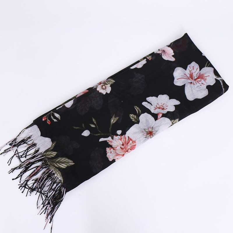 Quaste Lange Drucken Frau Schal Dünne Sommer Schals und wickelt Blumen Schals Für Damen Bandana Echarpe Foulard Femme