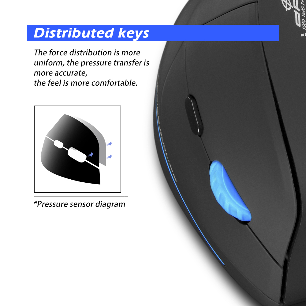 ZELOTES F-35A Vertical Gaming Mouse Adjustable 2400 DPI Optical 2.4G Wireless Mouse USB Computer Mice for PC Laptop Office Home