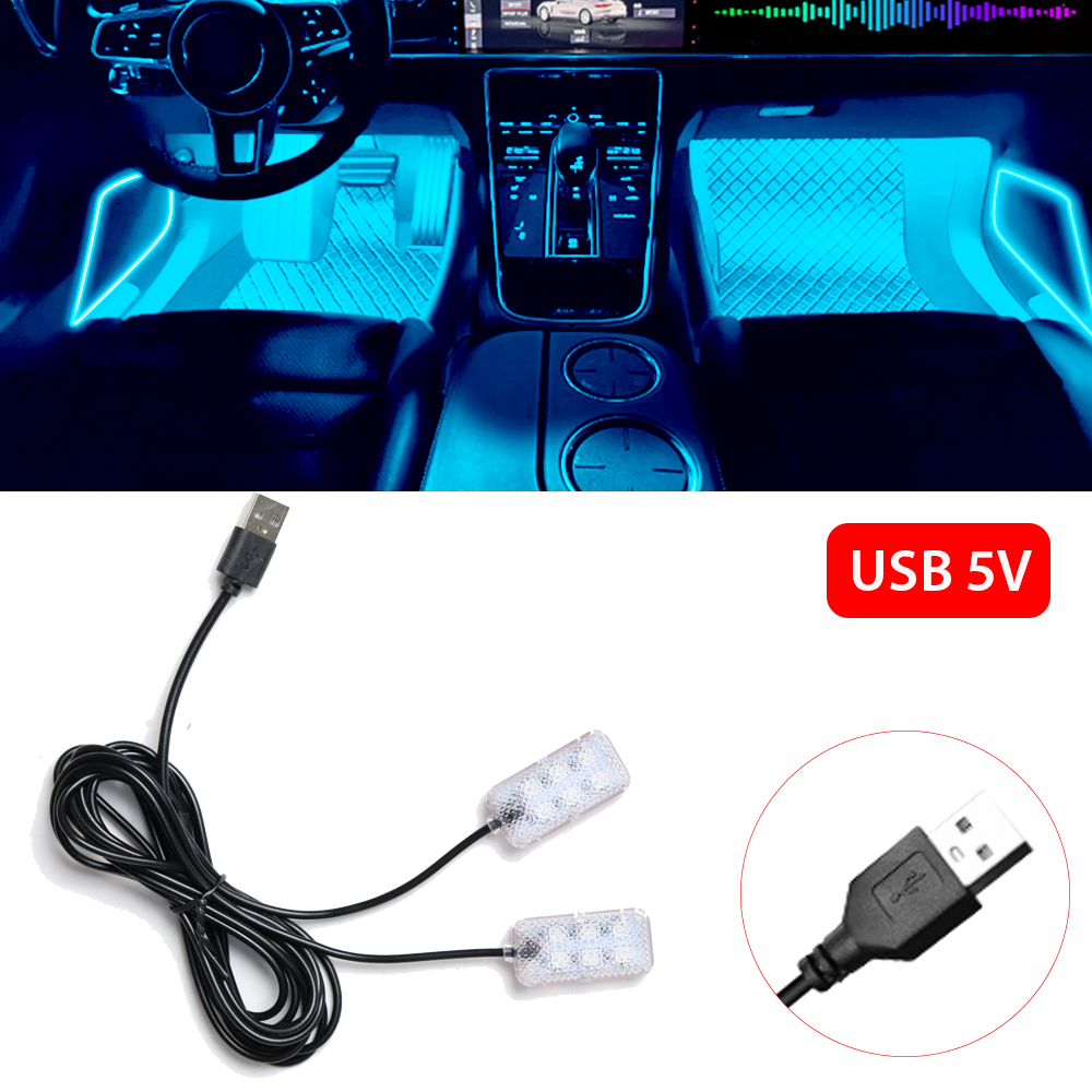 Auto Atmosphäre Led Fuß Licht USB Feuerzeug Umwelt Dekorative Lichter Auto Innen Umgebungs Lampen mit LED Rosa Licht: 6000 Karat Kaltweiß