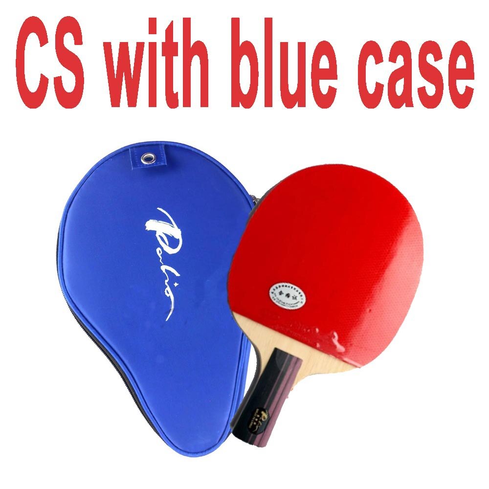 PALIO 3 STERNE Tischtennis Schläger mit CJ8000 Gummi Schwamm Schläger Tasche fallen Original PALIO 3-Stern Kohlenstoff Klingeln pong Schläger Paddel: CS mit Blau Fall