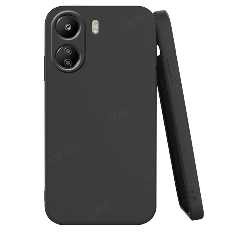 Coque en silicone liquide antichoc pour Xiaomi Redmi, coque souple en TPU pour Redmi 13C, 10A, 12C, 9C, 10C, 9, 10, 12, 13C: aluminium / Black