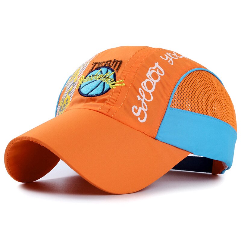 Zomer Snel Droog Kinderen Sport Baseball Netto Cap Cartoon Basketbal Printting Netto Cap Kids Student Camping Hoed Jongens Meisjes Zonnehoed: Orange