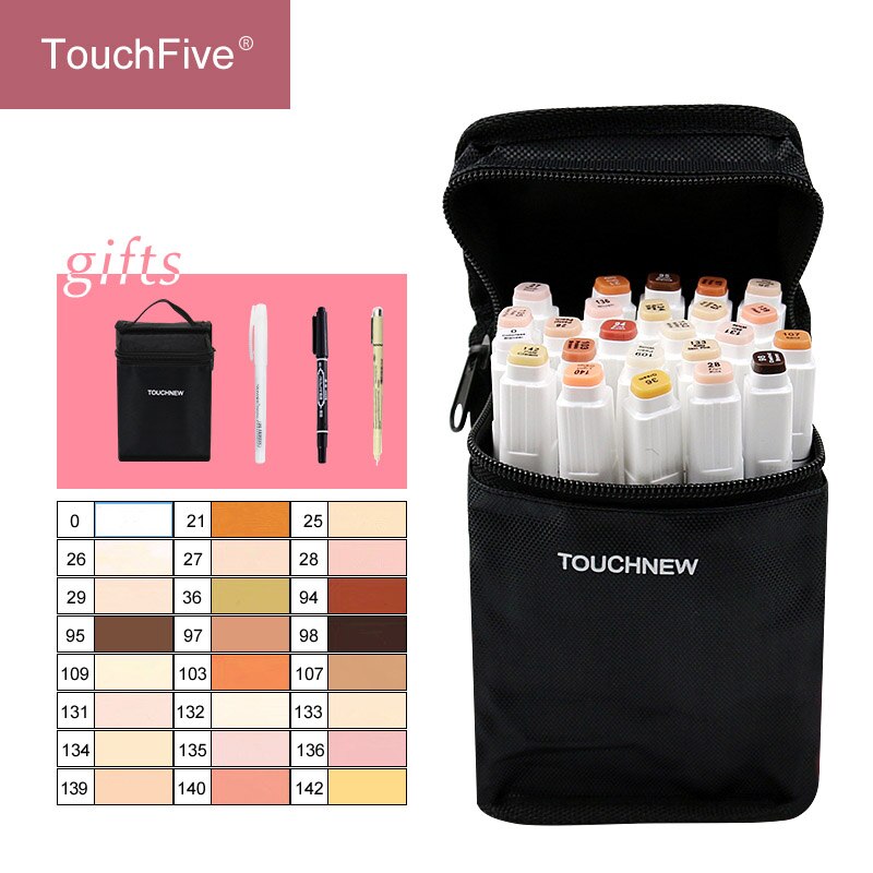 TouchNEW 12/24 Kleuren Skin Tone Sketch Markers Set Dual Head Alcohol Gebaseerde inkt Markers Pen Voor Tekening Animatie art Supplies: Touchfive-24white