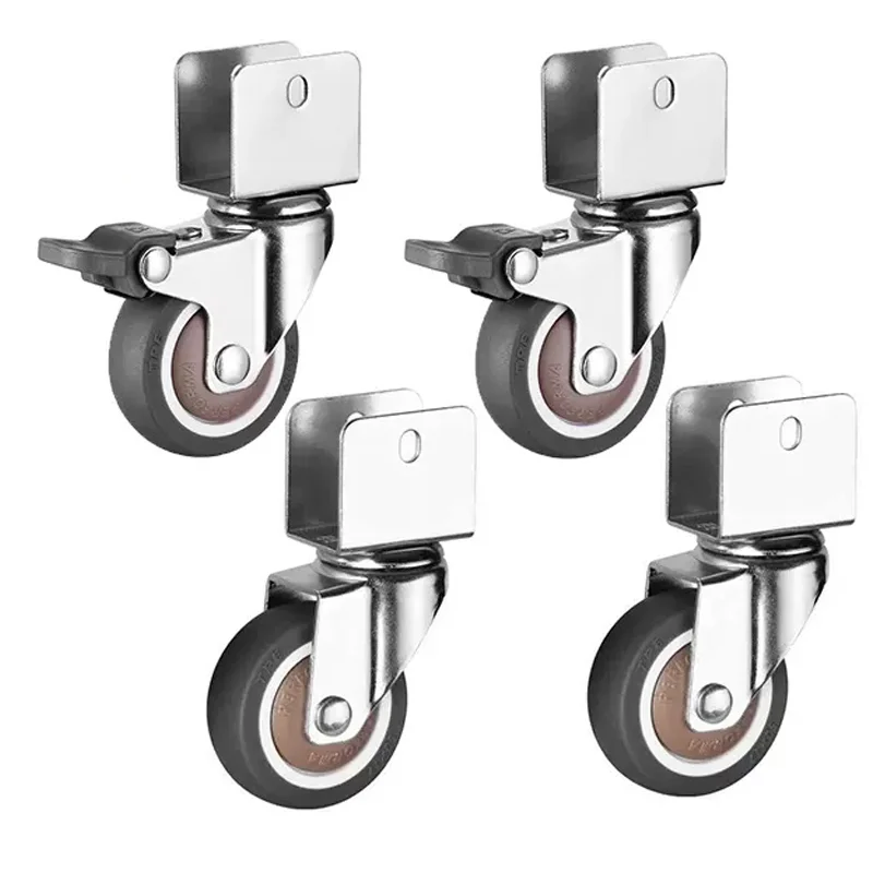 Rotary Caster Wheels 4pcs Locking Carrier Wheel Swivel 360°degree Furniture Children's Bed Moving Noiseless Castor With Brake: 1.0 Inch / Silver