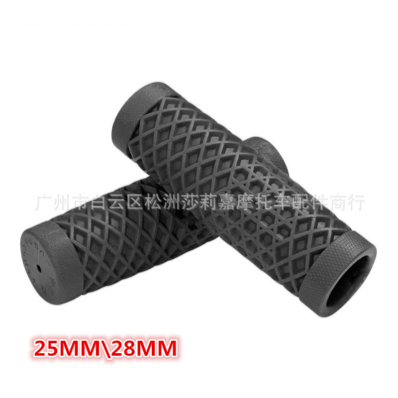 Cafe Race Motorcycle Handlebar Grip Retro Rubber Handle Bar Non Slip Unviersal Vintage Grip 22MM 7/8" handlebar cafe racer moto: Silver