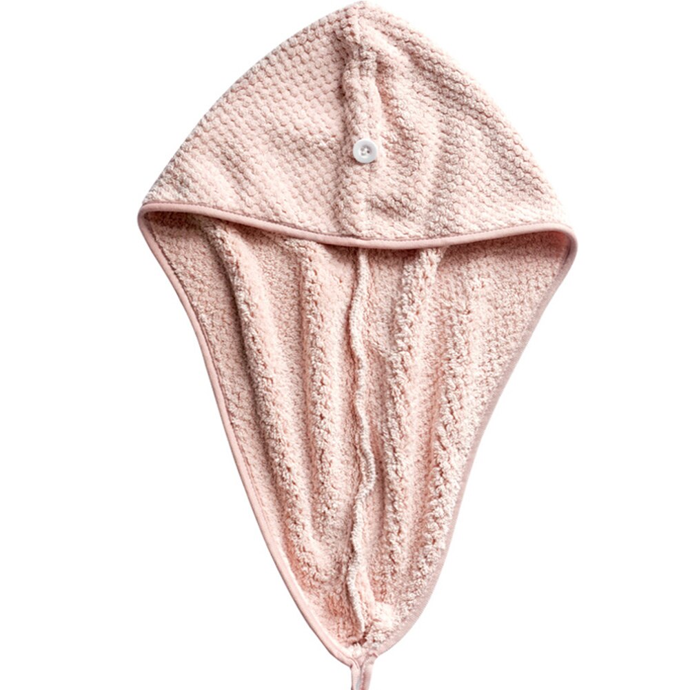 Nyligt mikrofiberhåndklæde hårtørrer håndklæder hurtig magisk tør hathætte twist hovedhåndklæde med knap: Lyserød
