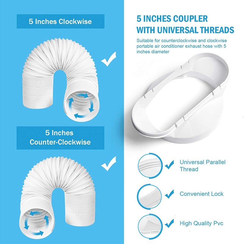 kit finestra condizionatore d'aria con guarnizione finestra regolabile accoppiatore per unità ca, kit sfiato ca scorrevole per tubo di scarico