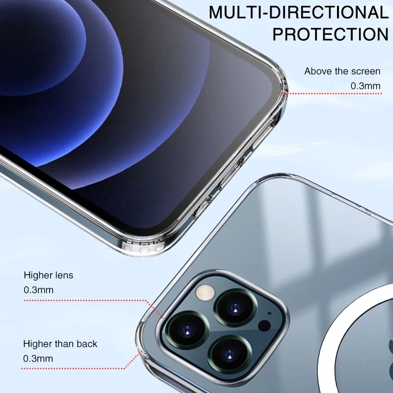Funda magnética de carga inalámbrica Magsafe para iPhone 14 11 12 13 Pro Max 13Pro 14 Plus Fundas transparente a prueba de golpes Caque