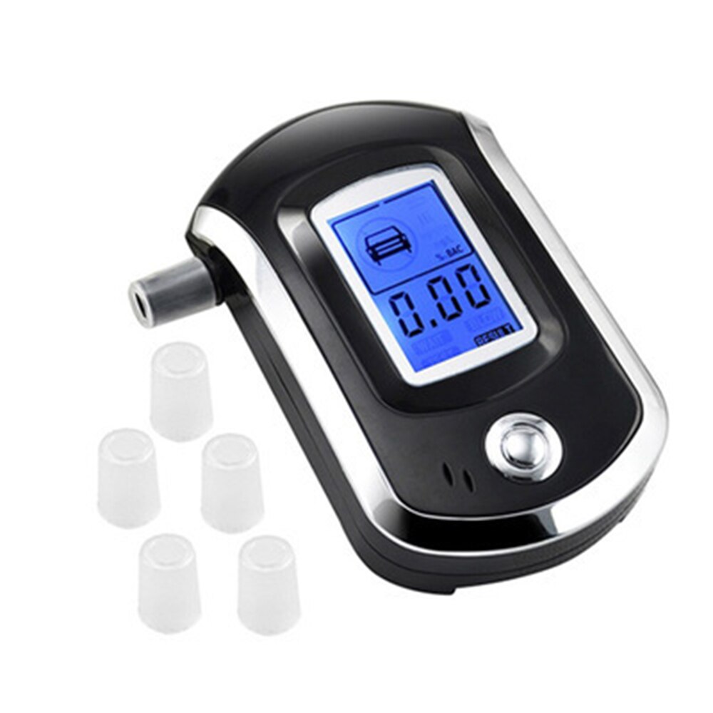 Digital Breath Alcohol Tester Breathalyzer with LCD Display with 5 Mouthpieces AT6000