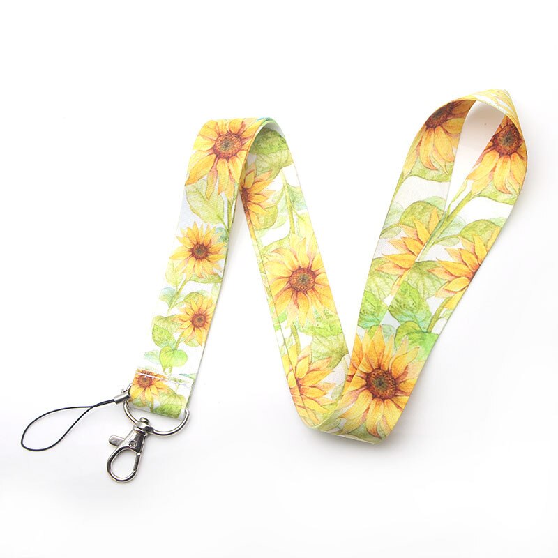 Vrouwen Sleutelhanger Holder Neck Strap Lanyard Bloemenprint Lanyard Card Id Houder Auto Sleutelhanger Id-kaart Badge Kids: AL2809