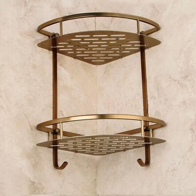 Bath Corner Shelf Antique Bronze Bathroom Shower Shelf Shampoo Holder Shelves Storage Shelf Rack Bathroom Basket Holder EF2301: 2 Level C