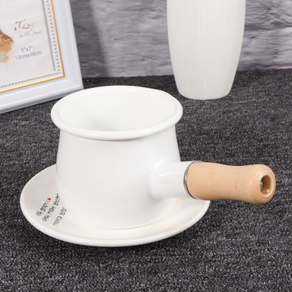 1Pc Duurzaam Kleine Melk Pot Emaille Melk Pan Boter Koffie Warmer Mini Steelpan Voor Thuis (Willekeurige Kleur)