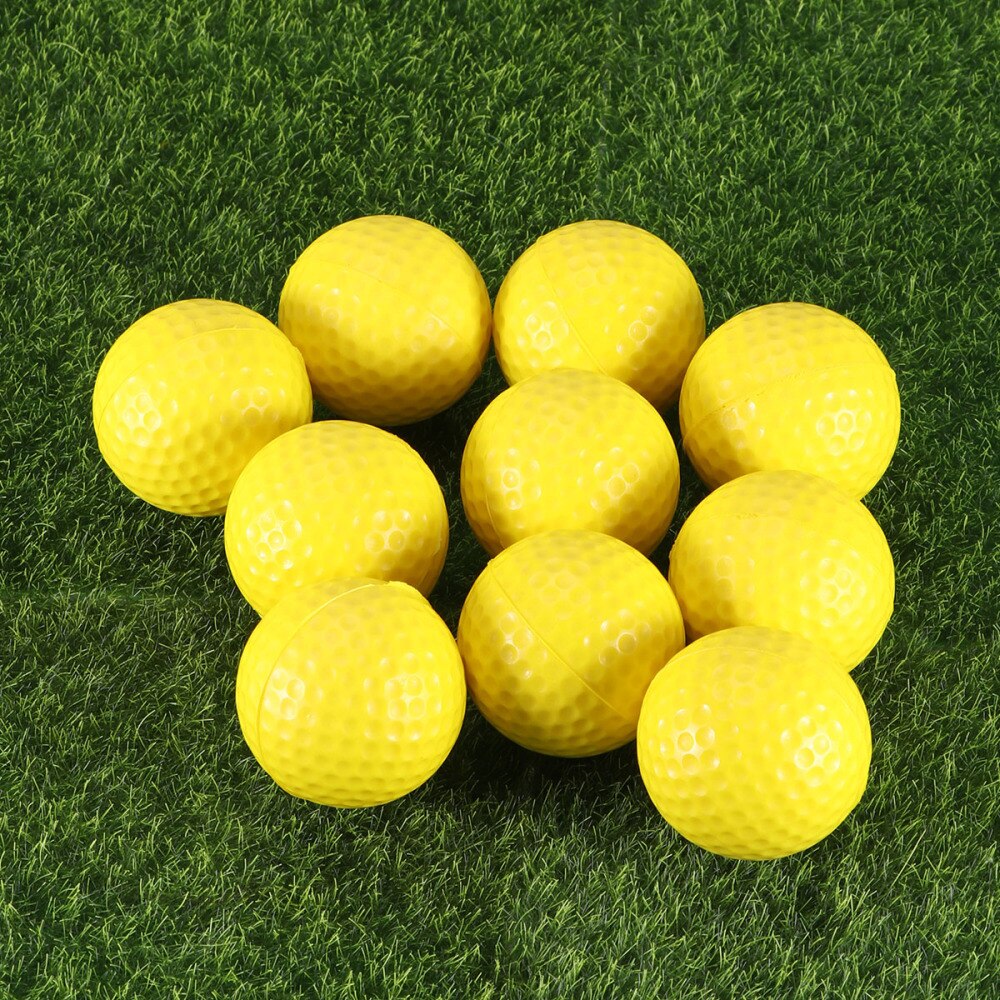10pcs Indoor Practice PU Golf Balls Soft Elastic Training Golf Balls (Yellow)