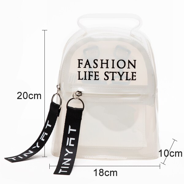 TINTAT-Mochila de PVC transparente para mujer, morral escolar de viaje, bolsa para niñas: Mini White 9051