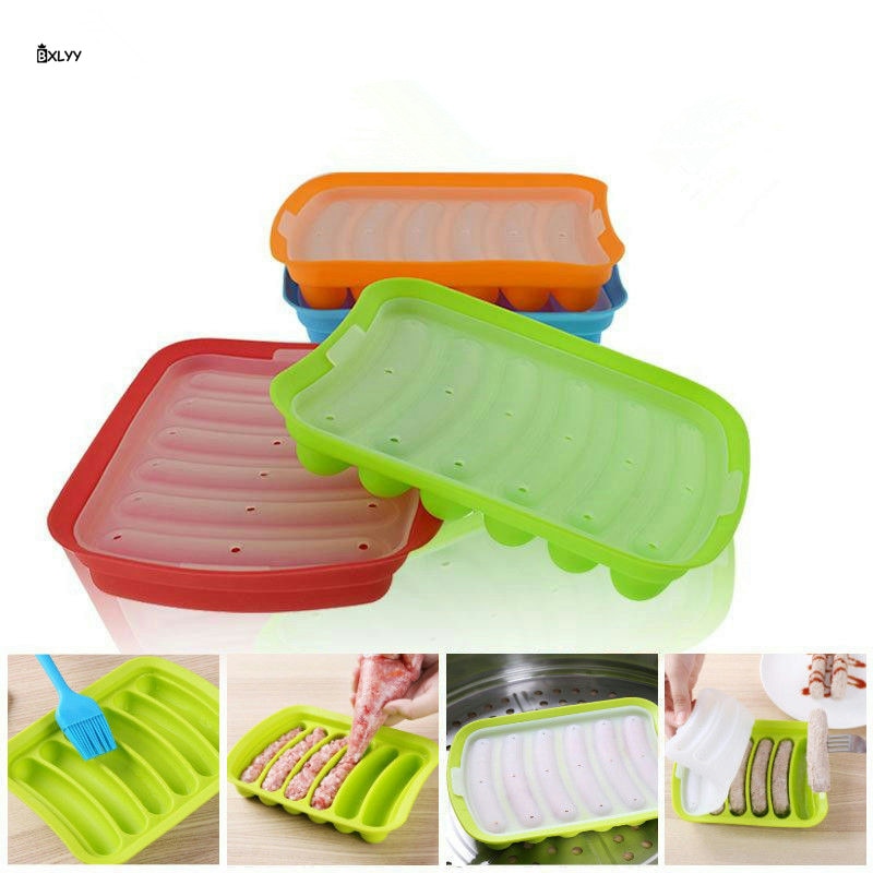 BXLYY 3 Couleurs Saucisse Faisant Moule bricolage à La Main En Silicone Burger Chaude Chien Fabricant Réutilisable Moule Cuisine Accessories.8z