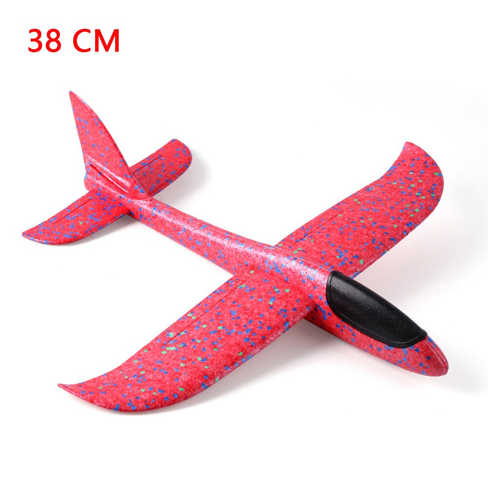 38/48Cm Hand Gooi Schuim Vliegtuig Speelgoed Outdoor Lancering Zweefvliegtuig Vliegtuig Kids Speelgoed Gratis Fly Vliegtuig Speelgoed puzzel Model Jouet: 38cm red