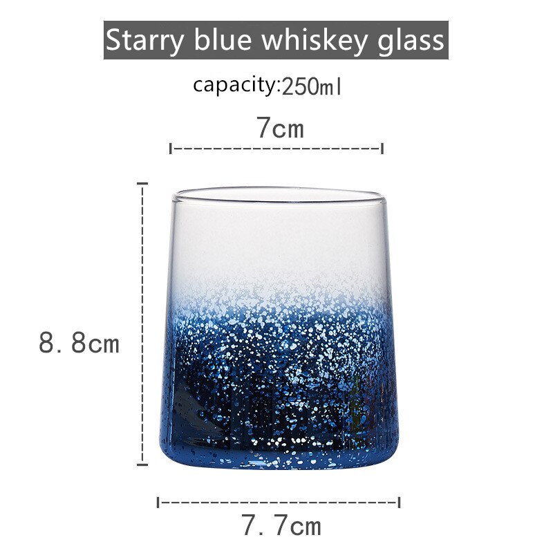 Europeisk stil stjerneegg koppplatering farge stor kapasitet blyfri glass kopp husholdning krystalljuice kopp ølkopp: Blått whiskyglass