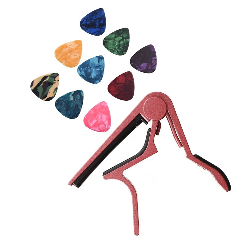 1 st. snelle capo akoestische elektrische gitaar roze & 30 st. akoestische elektrische gitaar plectrums 0.71mm