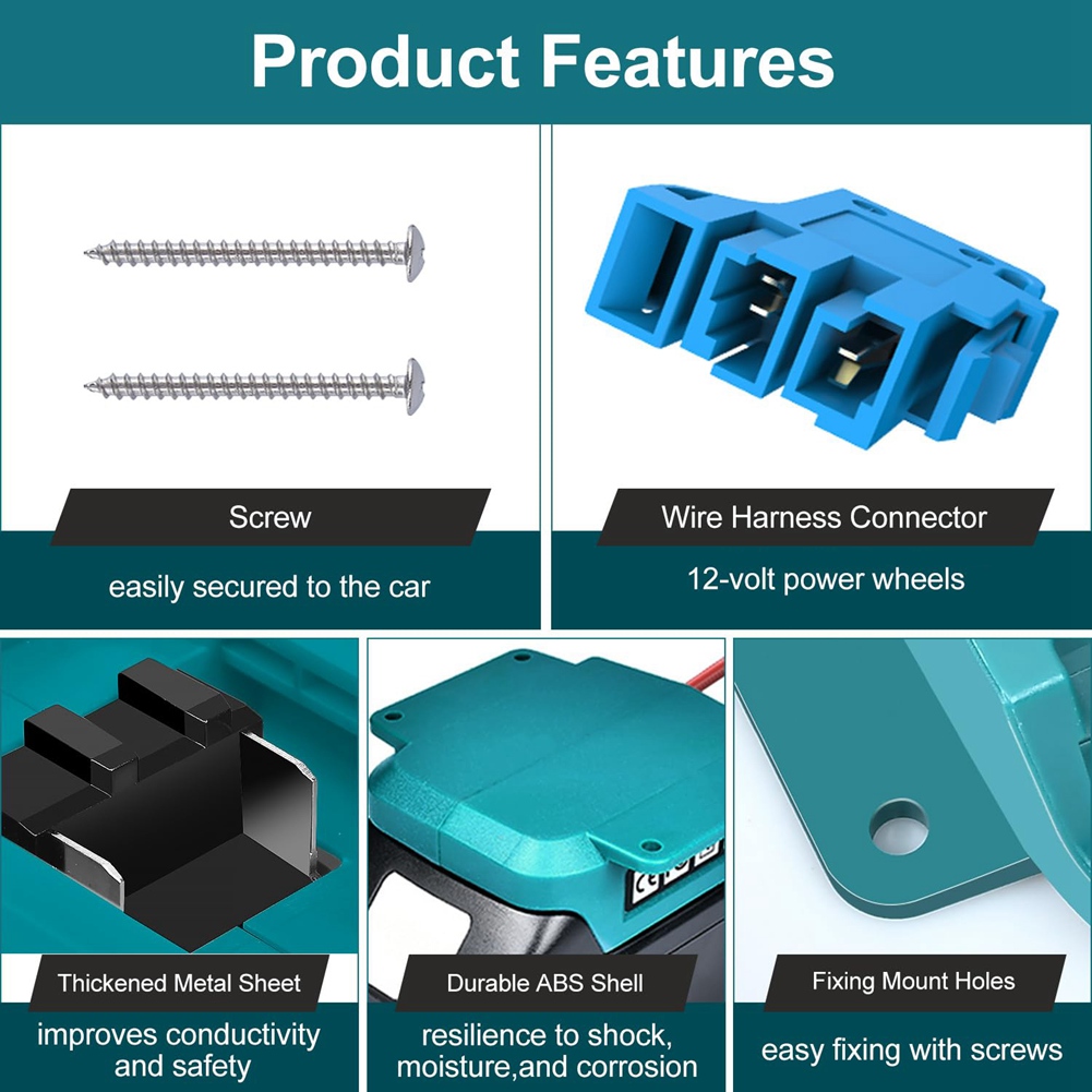 ABKY-Power Wheel Adapter for Makita 18V LXT Battery with Wire Harness Connector & Fuse for Peg-Perego 12 Volt Power Wheel
