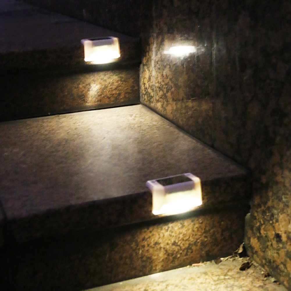 4pcs Path Stair LED Solar Lights IP65 Waterproof Outdoor Garden Yard Fence Wall Lawn Landscape Lamp Staircase Night Light