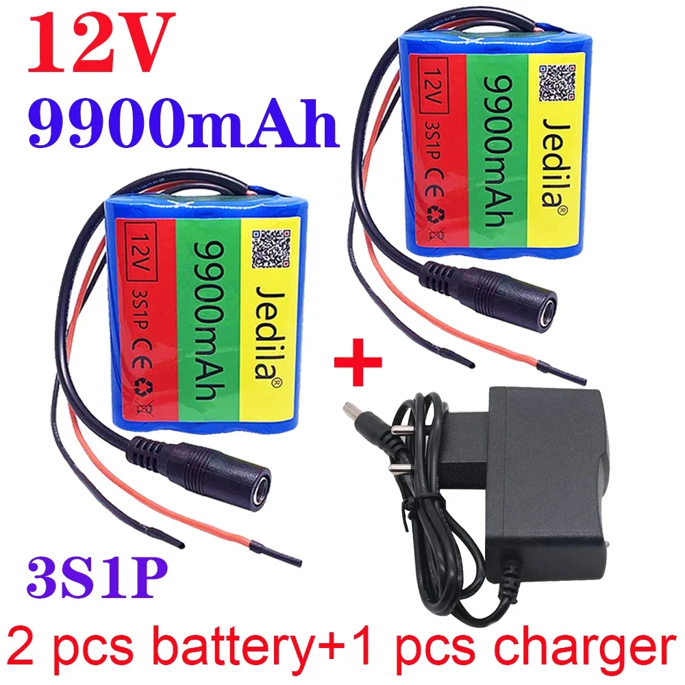 100% Brand 12 V 9900 MAH 3s1p Lithium Battery 18650 Lithium Battery Pack Protection Board + 12.6V Charger: WHITE