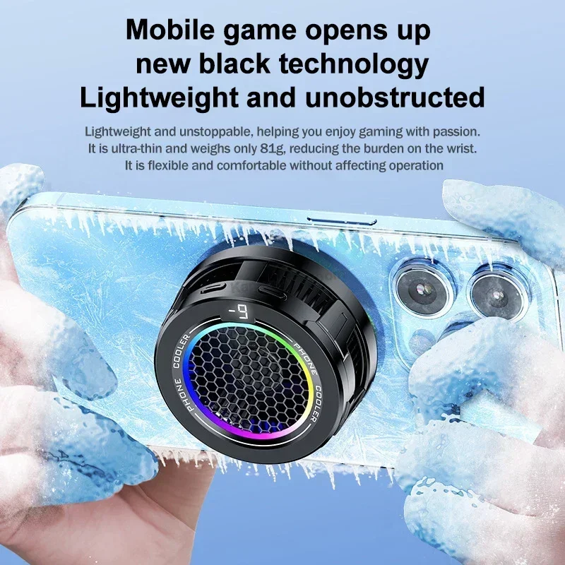 X108 15W Dispositivo di raffreddamento del telefono cellulare Ventola di raffreddamento a semiconduttore Radiatore per iPhone Android PUBG Clip magnetica/posteriore 2 IN 1 Dissipatore di calore freddo
