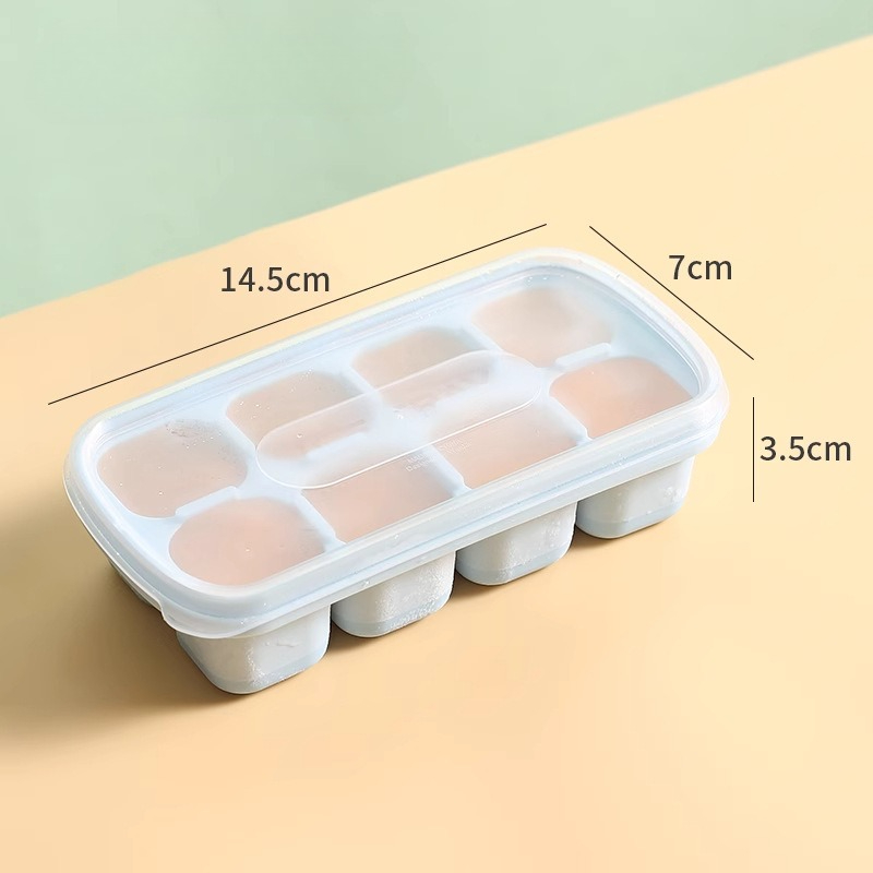 8 Cavity Square Ice Cube Trays Reusable Silicone Ice Cube Mold BPA Free Ice Maker with Removable Lids Kitchen Accessories: Red