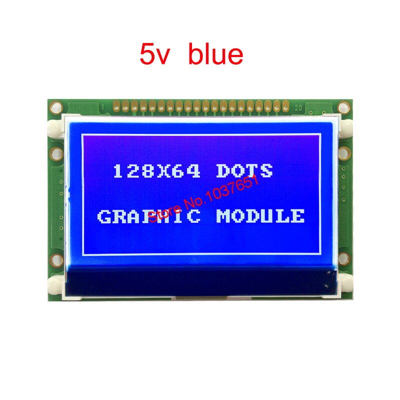 lcd module 12864 cog Graphic display 72x39mm ST7565P parallel serial SPI 3.3V 5v blue white and black touch screen LG12864U: blue 5v