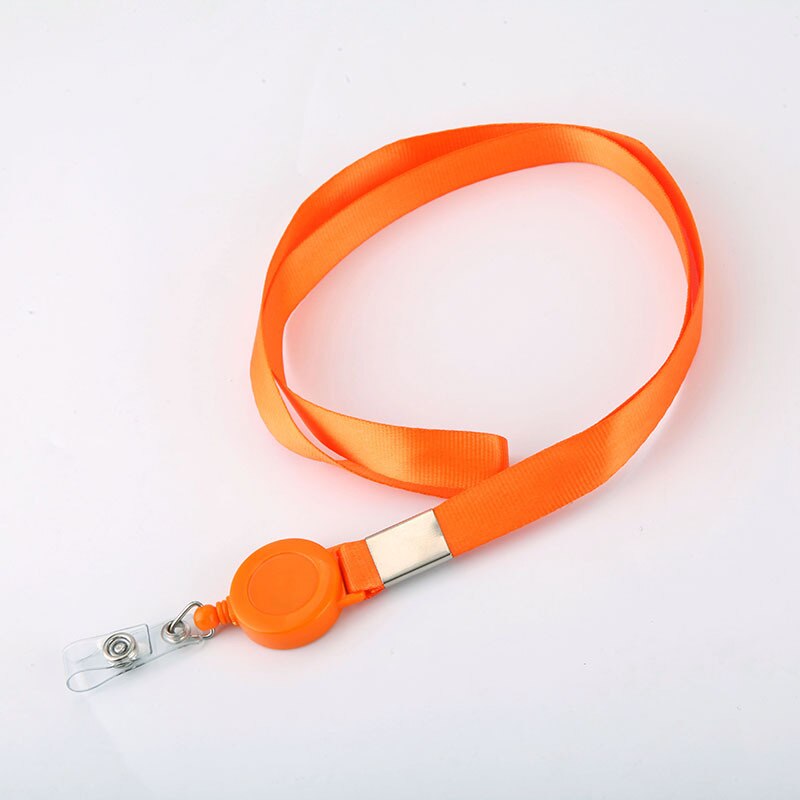 1 szt. Etui na karty kredytowe chowany smycz na szyję ID nazwa karty autobusowej odznaka klips na identyfikator: Pomarańczowy