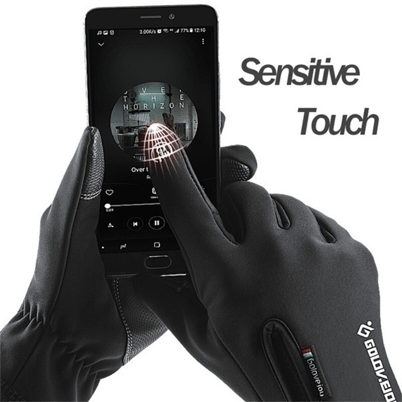 Winter Waterproof Men's Gloves Touch Screen Anti-Slip Zipper Cold-proof Gloves Women Riding Skiing Warm Thicken Fluff Gloves