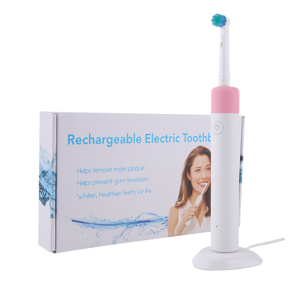USB Charge Pro electric toothbrush rechargeable smart sonic tooth brush with replacement Brush Head teeth clean tools For Adults: pink