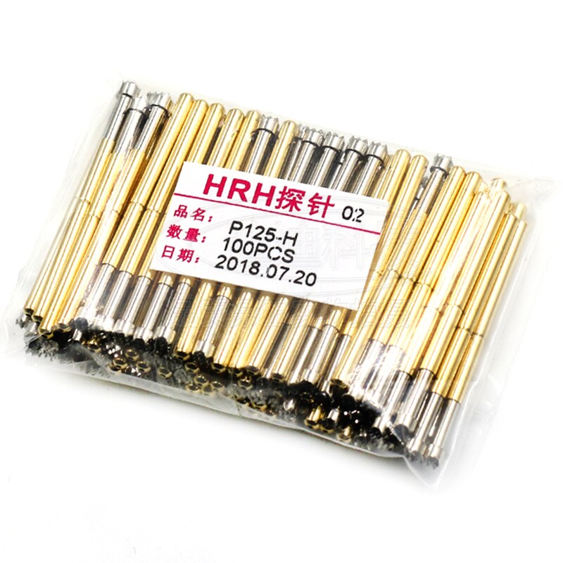 Test Probe Retractable P125-B Spring Top Needle PCB Sleeve Round Claw Tip Flat Concave Cup Copper