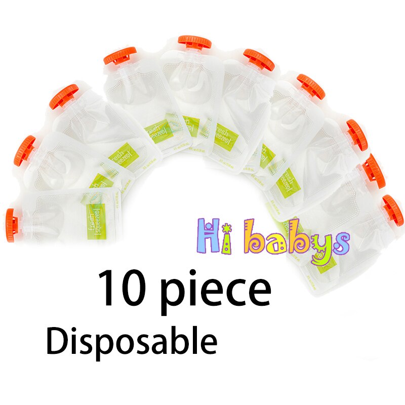 Baby Lebensmittel Hersteller Baby-Lebensmittel-Container Lagerung Liefert Neugeborenen Obst Organisation Container mit 10 Beutel Squeez Lagerung Tasche: 10Stück