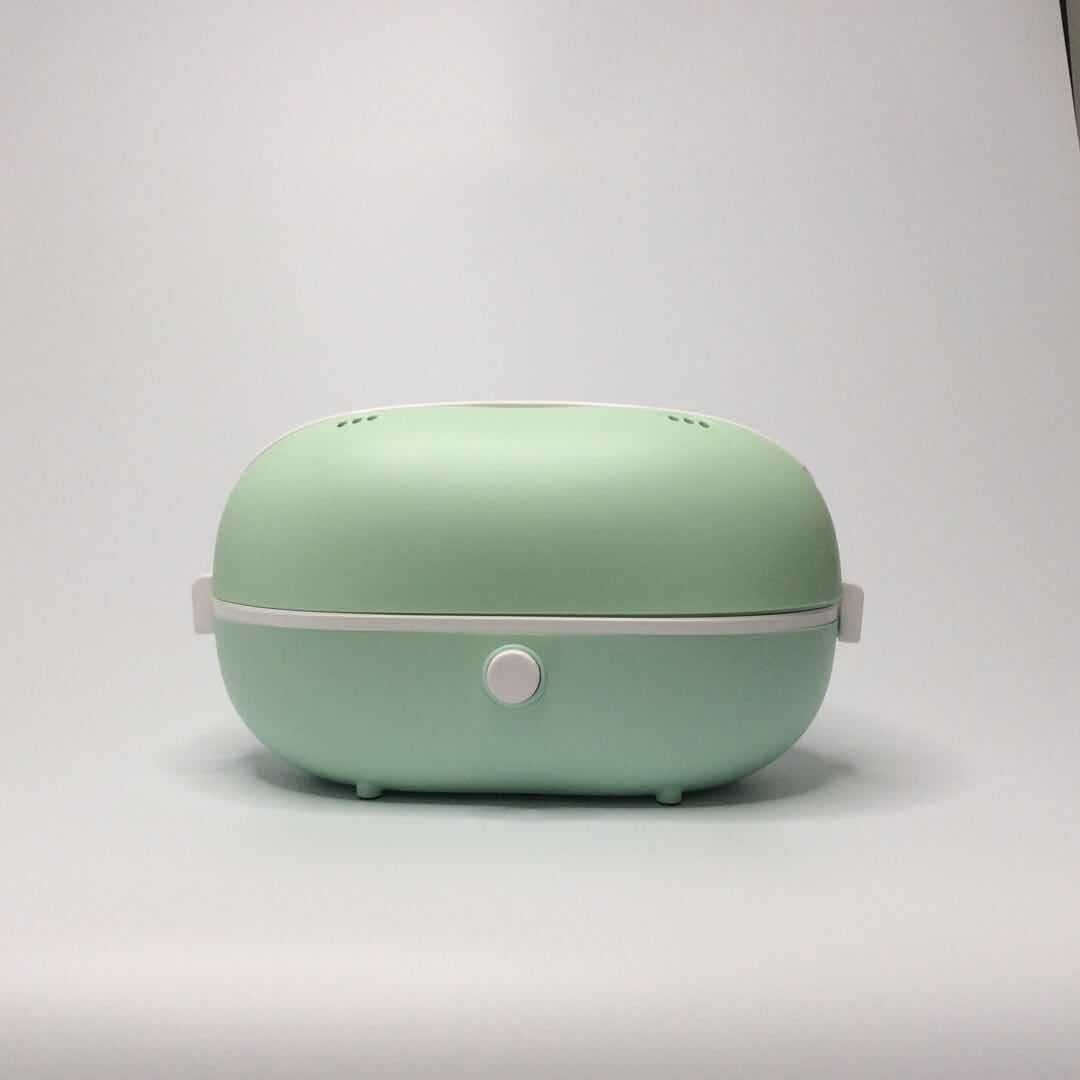 Electric Portable Heating Lunch Box Stainless steel Food Container Mini Rice Cooker Steamer Meal Lunchbox Bento Warmer: Apple Green