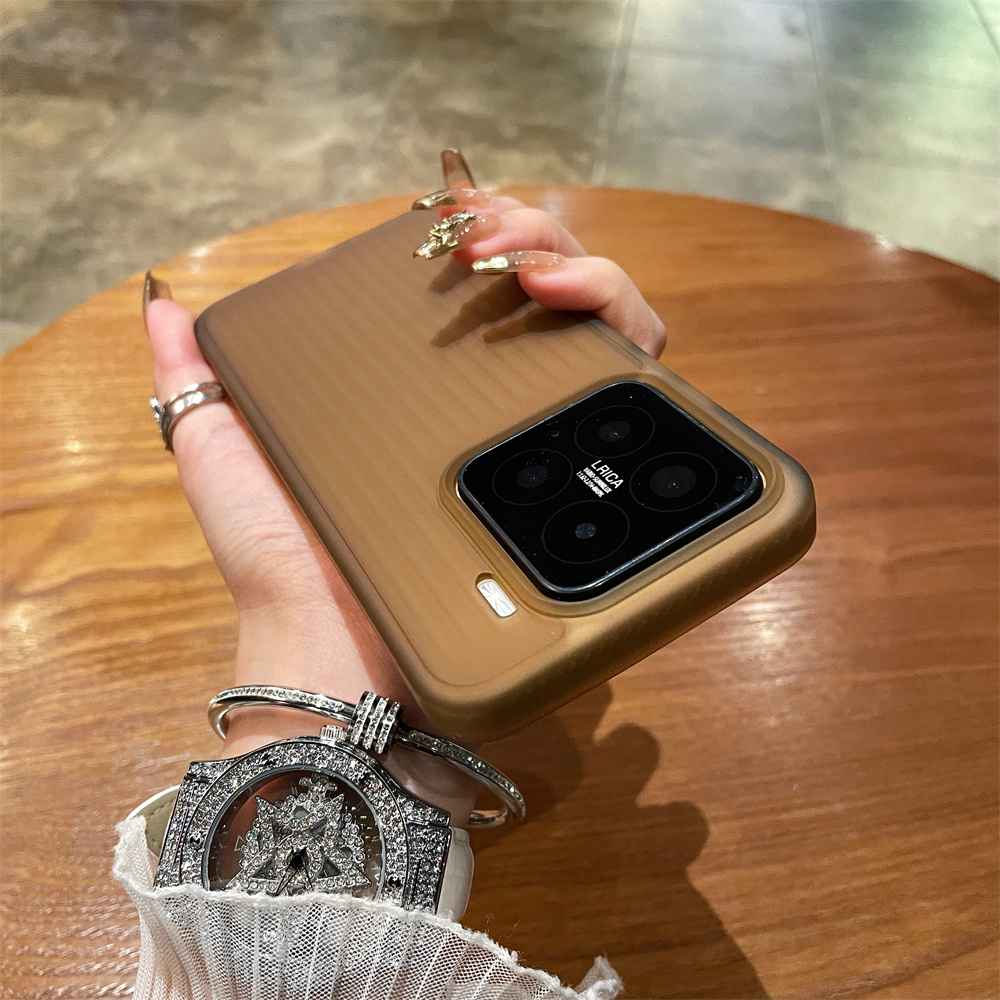 Luxe Gegolfd Patroon Matte Harde Telefoon Case Voor Xiaomi Mi 15 Pro 13 14 Pro Anti-vingerafdruk Clear Shockproof bumper PC Cover: Clear / Voor iPhone 16 Pro Max