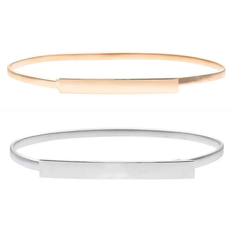 Cintos elásticos finos para mulheres, cintos femininos, dourados e prateados, cintos femininos, cintos femininos, GM006