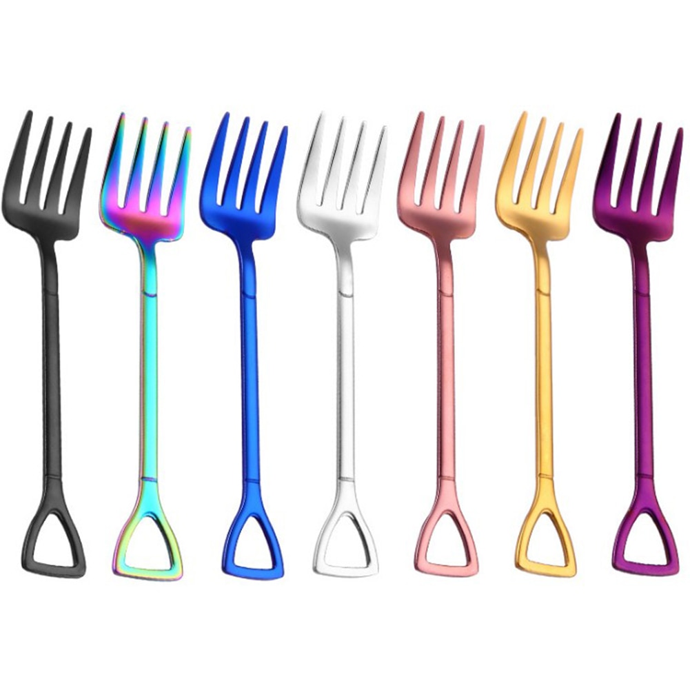 Shovel Shaped Spoon Fork Ice Cream Spoon Long Handle Coffee Western Food Spoon Fork Teaspoon Tableware Tools
