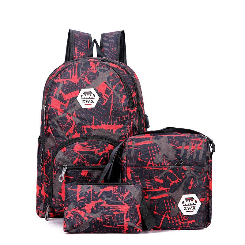 Novos homens mochila masculina bolsa de ombro usb carregamento portátil mochila viagem sacos de escola alta para adolescentes meninos casuais mulheres daypack: Red