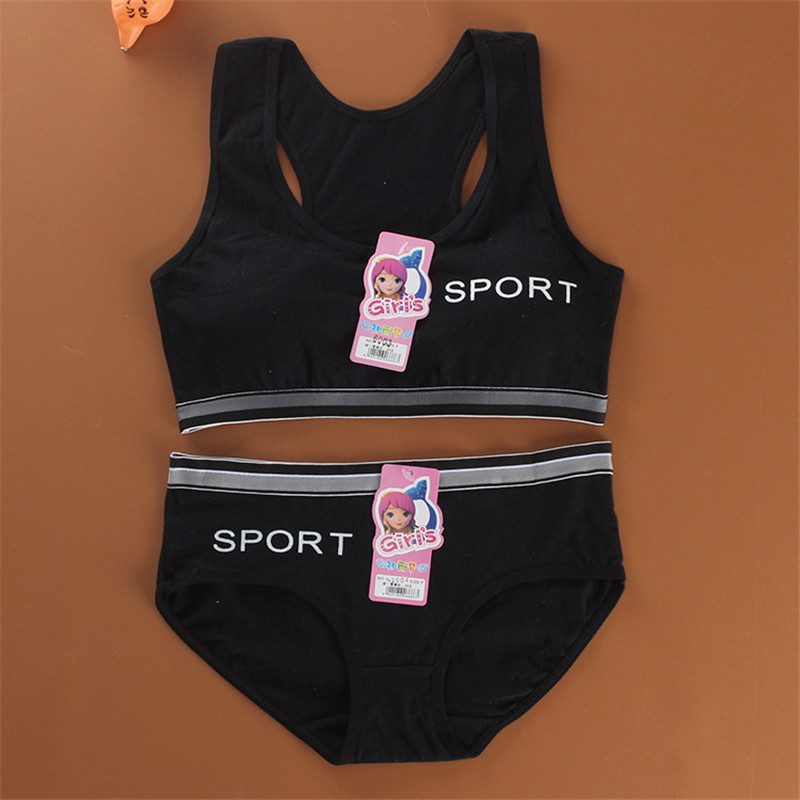 Nastolatki dziewczęta stanik sportowy bielizna erotyczna bielizna bezprzewodowa nastolatek dziewczyny biustonosz sportowy z majtkami bawełniane dziewczęcy biustonosz treningowy zestaw