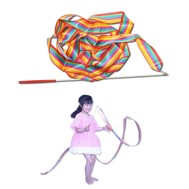 2M/4M Gymnastic Ballet Streamer Colorful Gym Ribbons Dance Ribbon Rhythmic Art Twirling Rod Stick For Gym Training